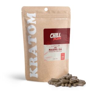 500mg Kratom Capsules – Red Maeng Da Strain – 100ct – Chill Plus (50,000mg)