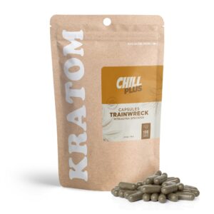 500mg Kratom Capsules – Trainwreck Strain – 100ct – Chill Plus (50,000mg)