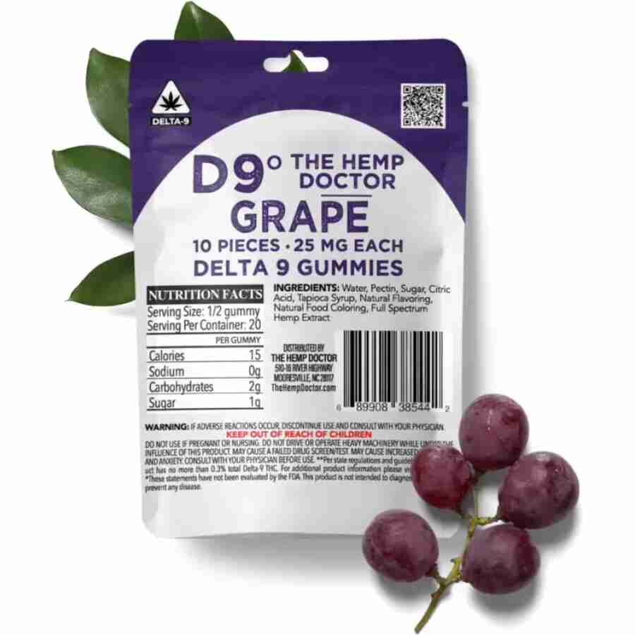 Hemp Doctor 25mg Delta 9 Grape Gummies (10pc)