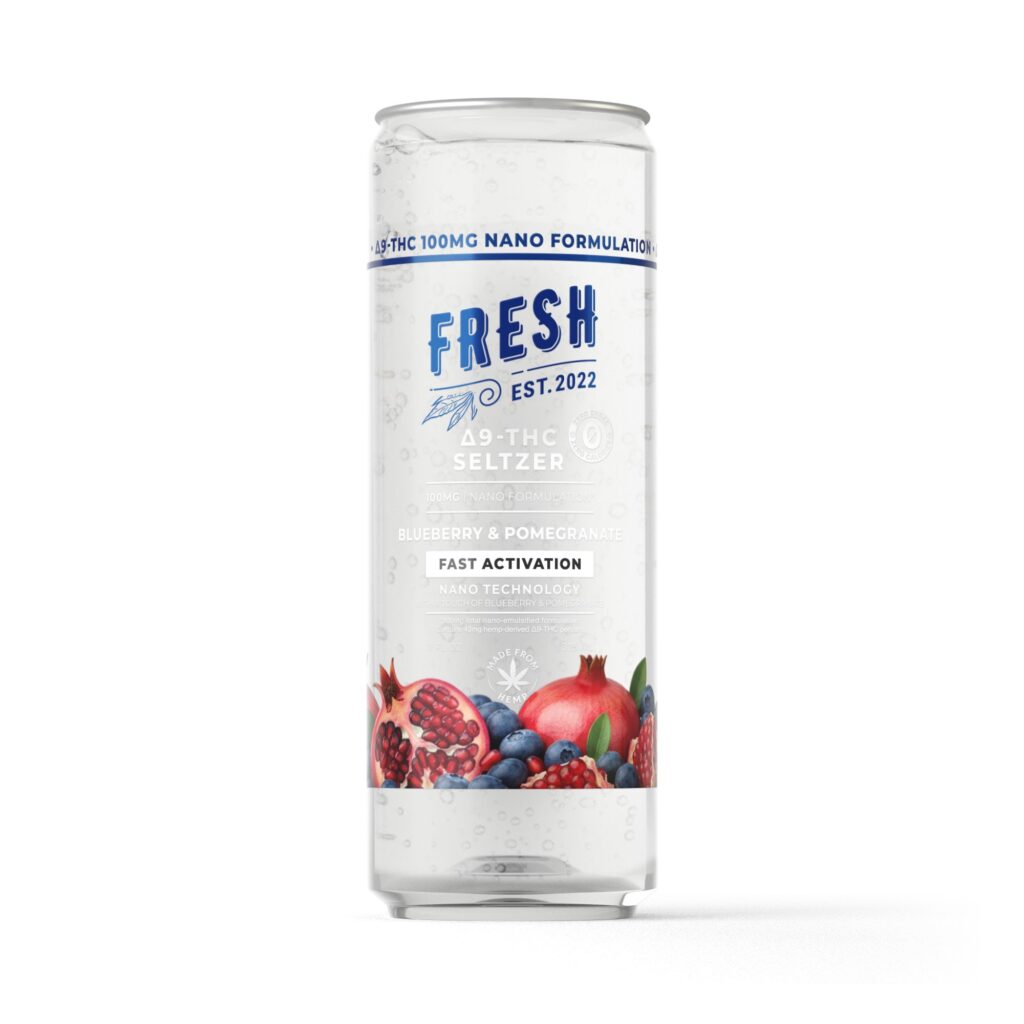 Delta 9 Nano Blueberry & Pomegranate THC Seltzer – 100mg – Fresh
